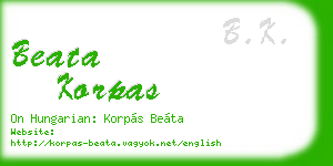 beata korpas business card